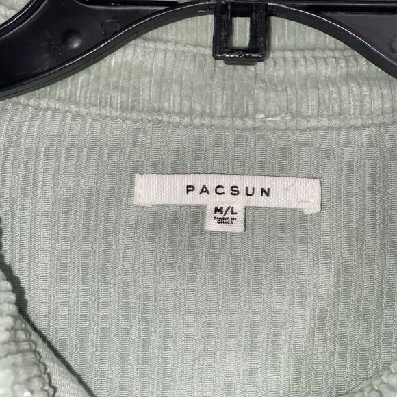 PacSun Greens Cropped Corduroy Jacket Trucker Style 100% Cotton Raw Hem Sz M/L - Picture 5 of 7